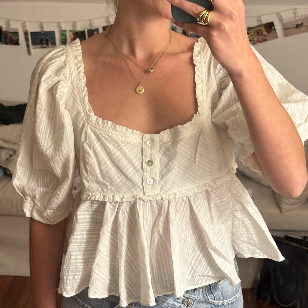 White babydoll blouse (free people)